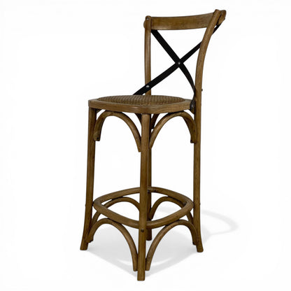 Oyster Oak Metal Cross Back Cafe Barstool