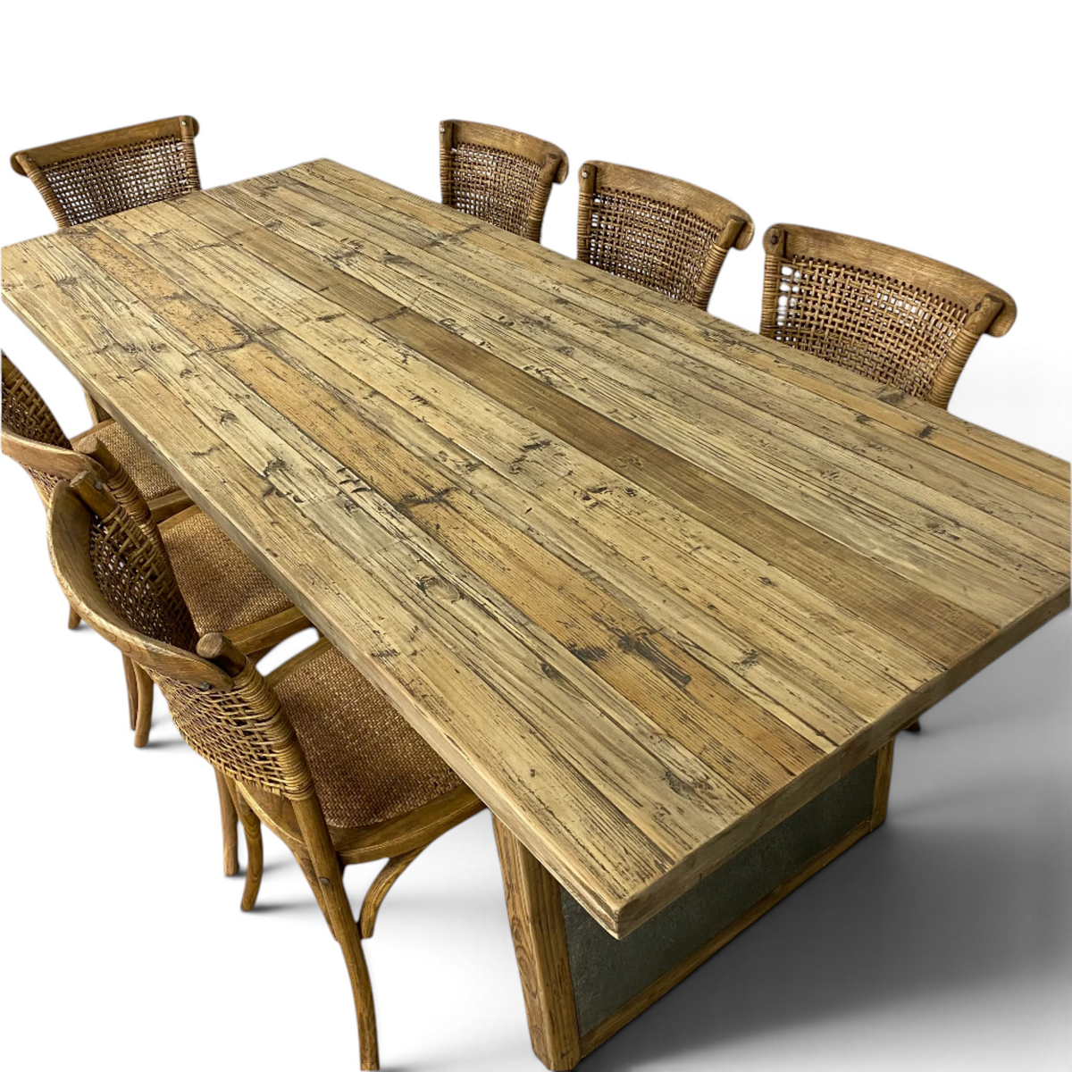 Oyster Reclaimed Pine 220cm Dining Table & Chairs - Pieces For Places