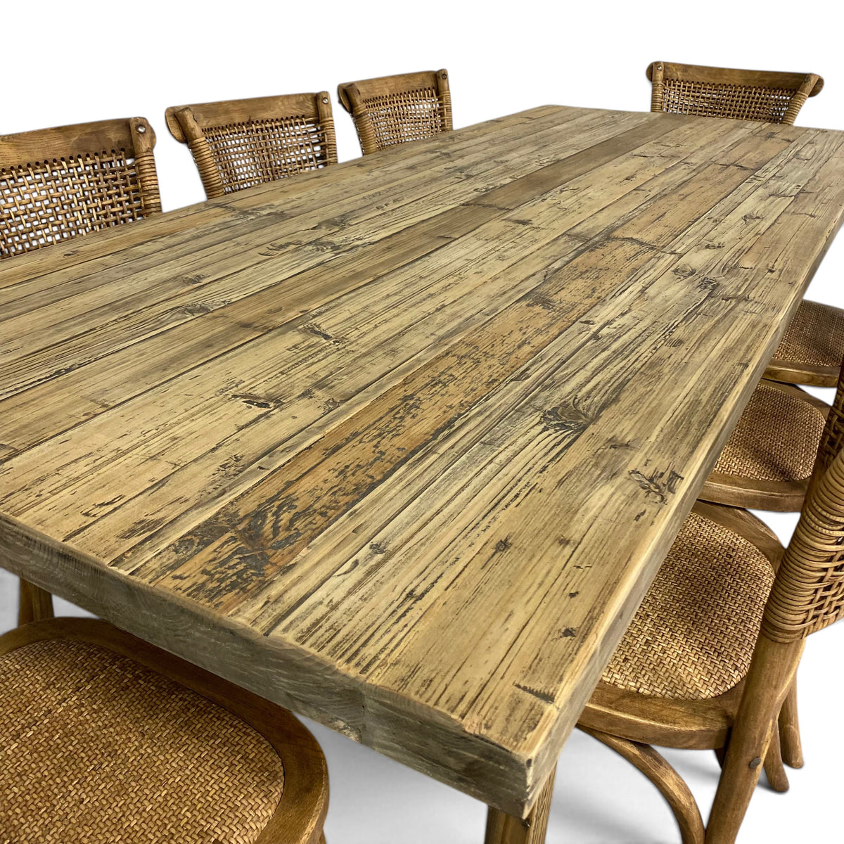 Oyster Reclaimed Pine 220cm Dining Table & Chairs - Pieces For Places