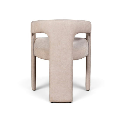 Pieces For Places Georgia light beige upholstered dining chair with a curved back and fully fabric-covered legs.