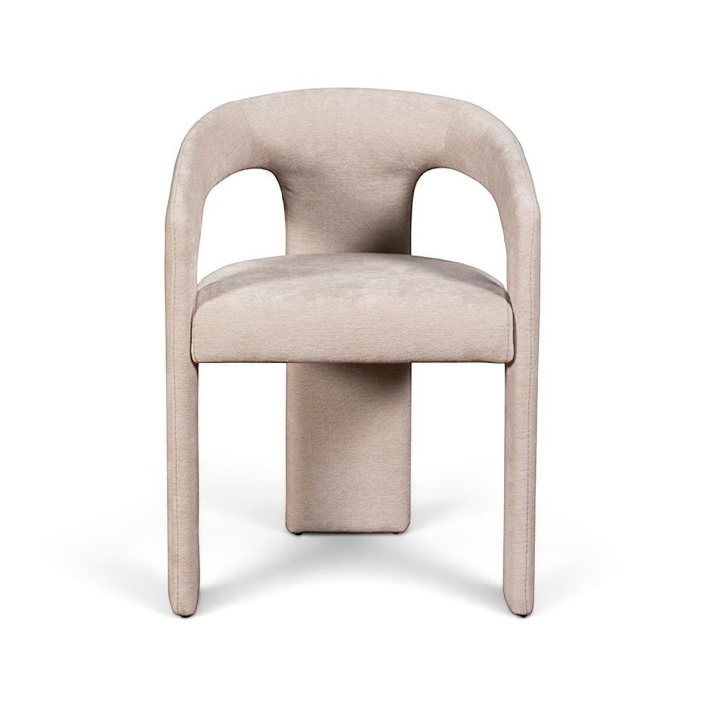 Pieces For Places Georgia light beige upholstered dining chair with a curved back and fully fabric-covered legs.