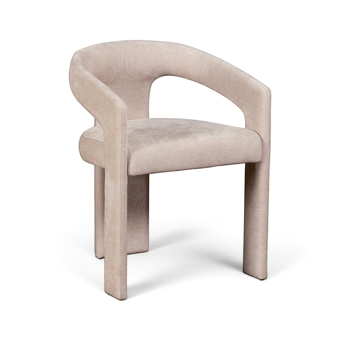 Pieces For Places Georgia light beige upholstered dining chair with a curved back and fully fabric-covered legs.