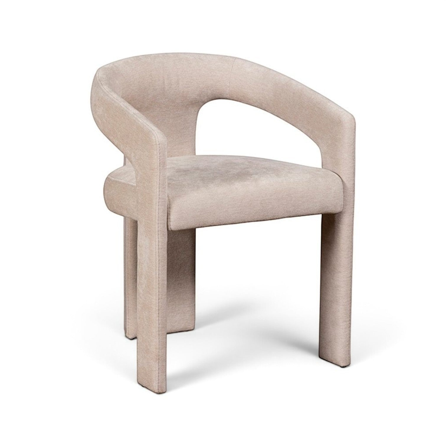 Pieces For Places Georgia light beige upholstered dining chair with a curved back and fully fabric-covered legs.