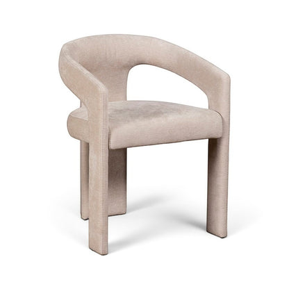 Pieces For Places Georgia light beige upholstered dining chair with a curved back and fully fabric-covered legs.
