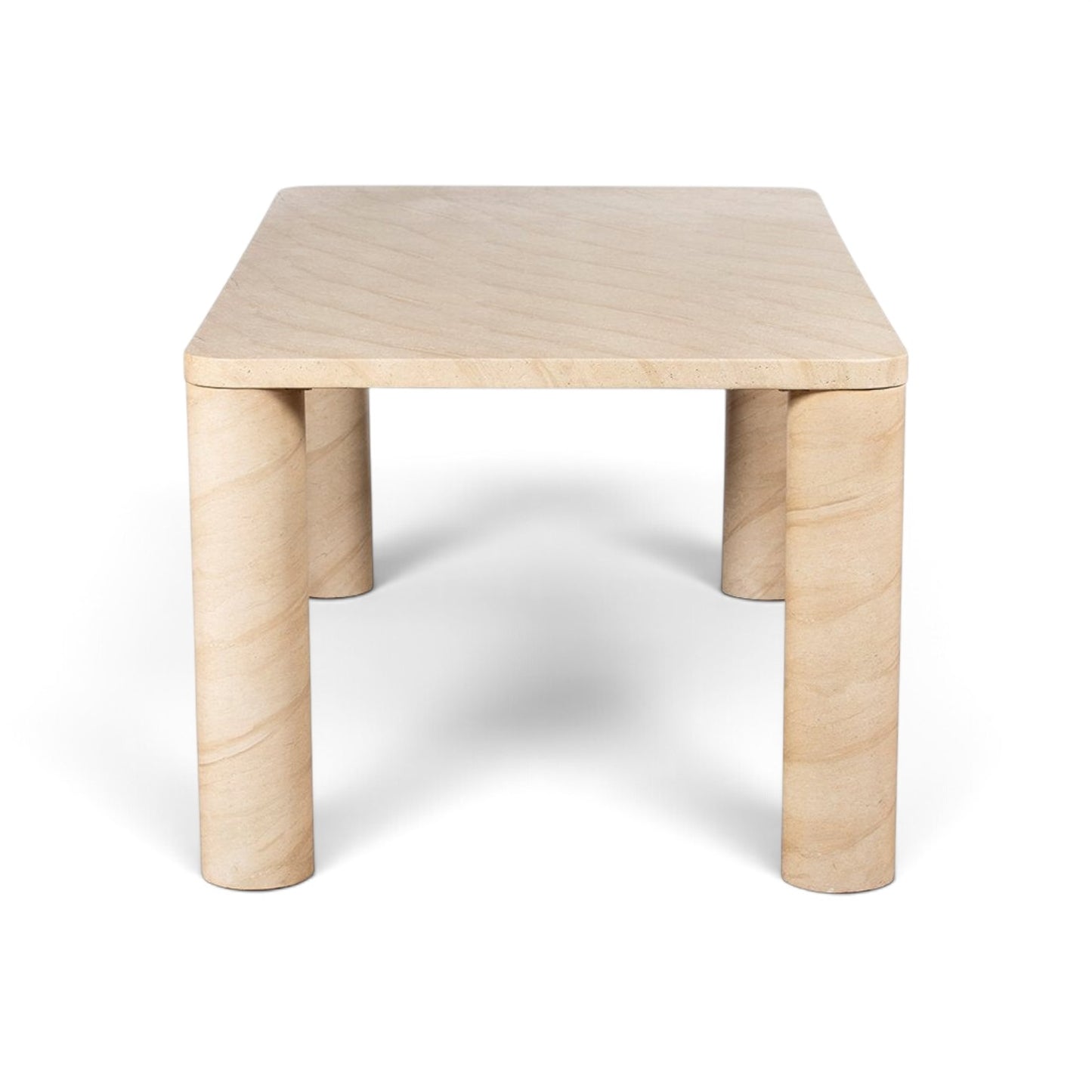 Pieces For Places Ida 150cm rectangular dining table with a beige travertine finish and sturdy column legs.
