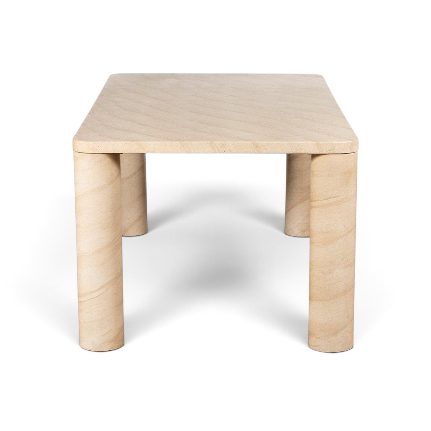 Pieces For Places Ida 150cm rectangular dining table with a beige travertine finish and sturdy column legs.