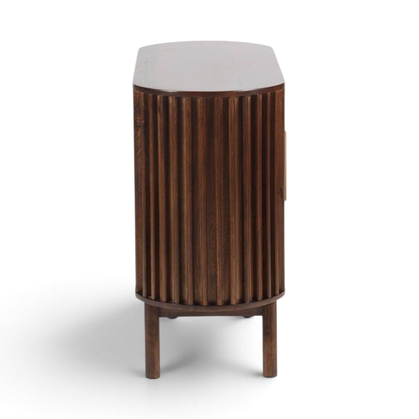 Pieces For Places Mason sideboard in dark mango wood with fluted slatted detailing and curved side profile