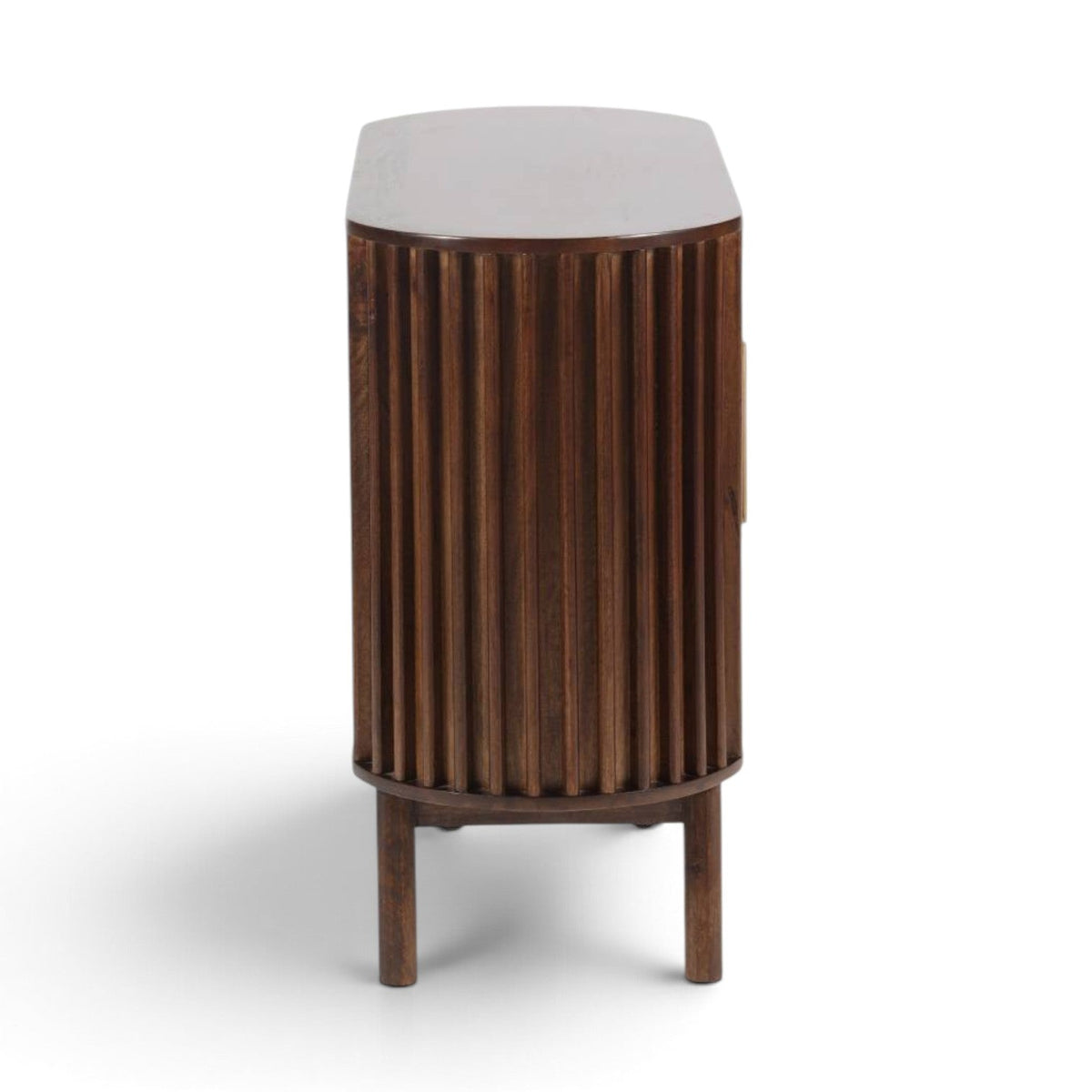 Pieces For Places Mason sideboard in dark mango wood with fluted slatted detailing and curved side profile
