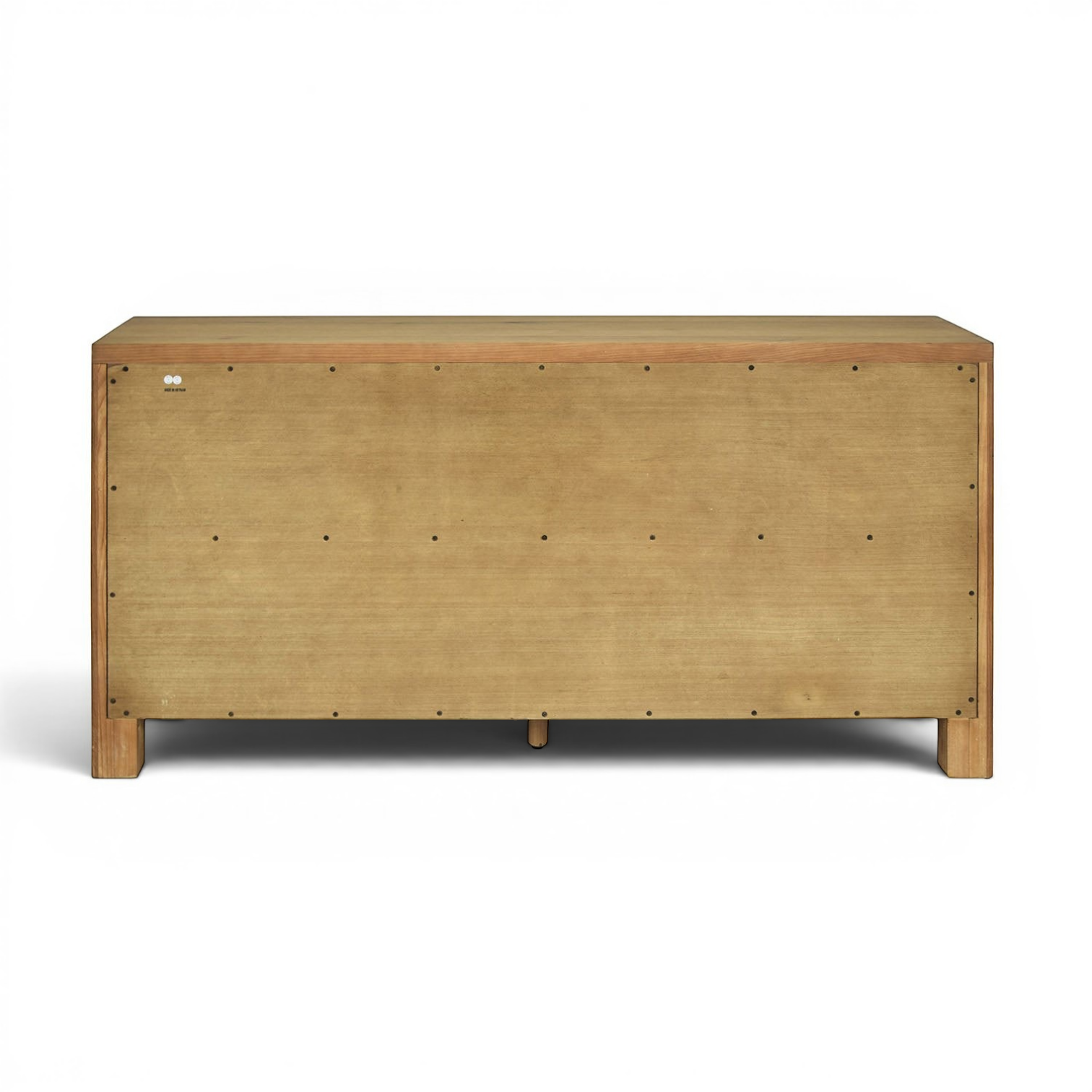Pieces For Places Wyatt reclaimed oak wide sideboard back view showing wood veneer construction