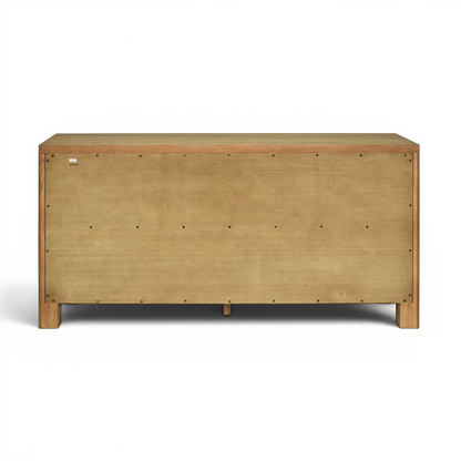 Pieces For Places Wyatt reclaimed oak wide sideboard back view showing wood veneer construction