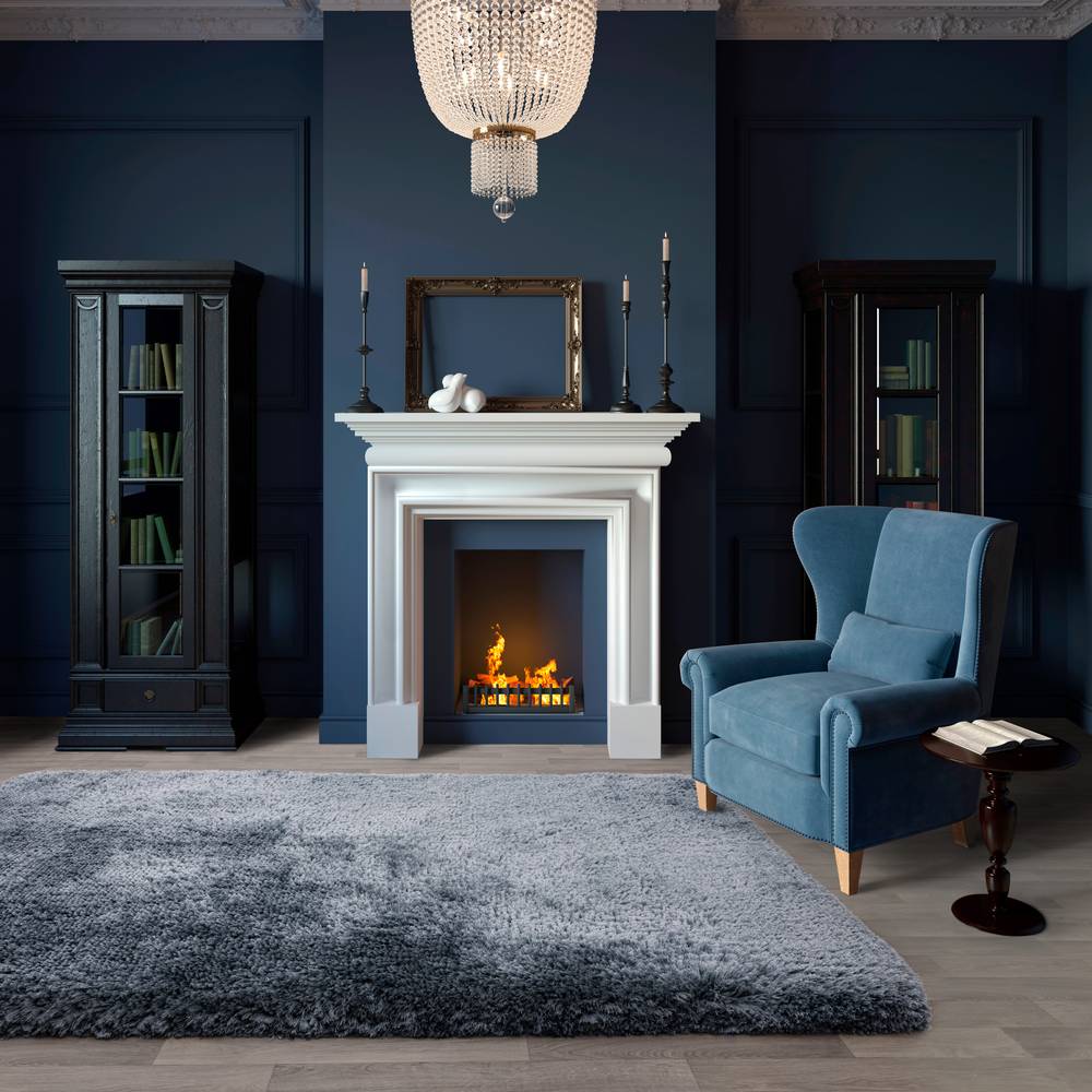 Airforce Blue Plush Rug - 200cm x 300cm