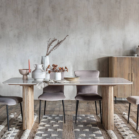 Reed Mango Wood & Marble Dining Table