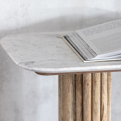 Reed Mango Wood & Marble Console Table