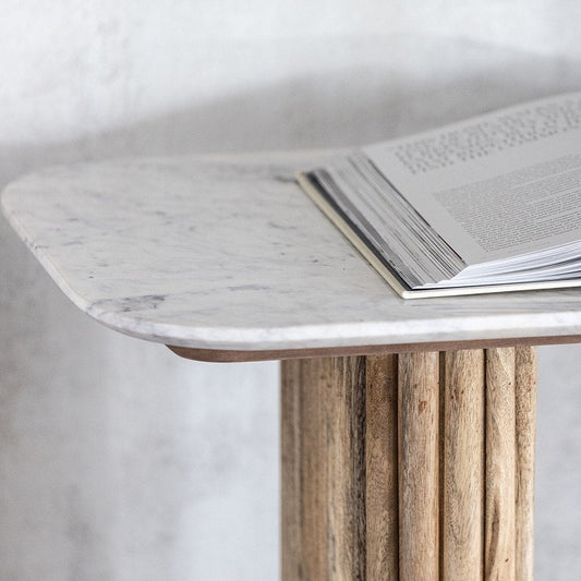 Reed Mango Wood & Marble Console Table
