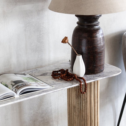 Reed Mango Wood & Marble Console Table