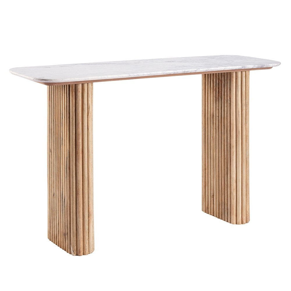 Reed Mango Wood & Marble Console Table
