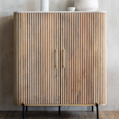 Reed Mango Wood & Marble Highboard