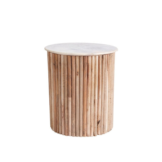 Reed Mango Wood & Marble Lamp Table