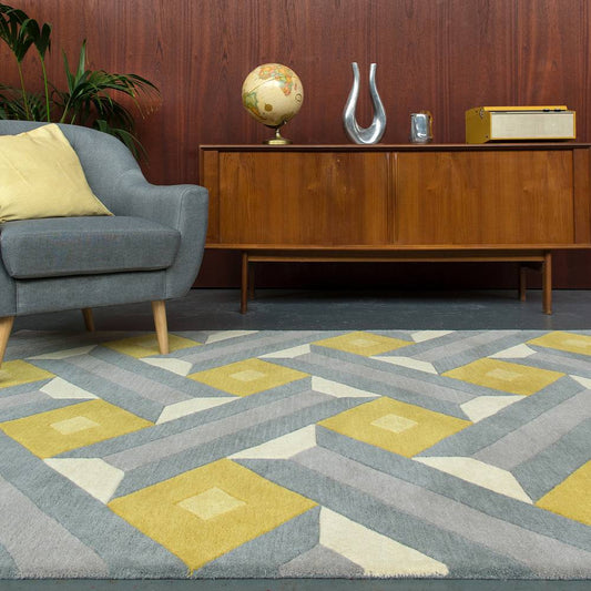 RF01 Motif Ochre Grey Reef Rug - 200cm x 290cm