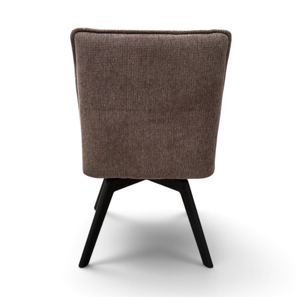 Pieces For Places Bubble light beige grey upholstered swivel dining chair with a tufted seat and black metal legs