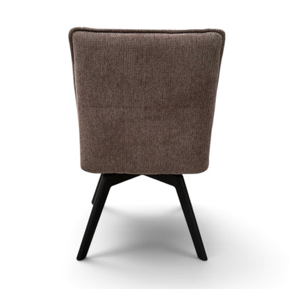 Pieces For Places Bubble light beige grey upholstered swivel dining chair with a tufted seat and black metal legs