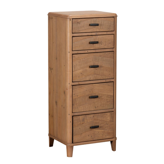 Rustic Chevron 5 Drawer Tall Chest - Pieces For Places
