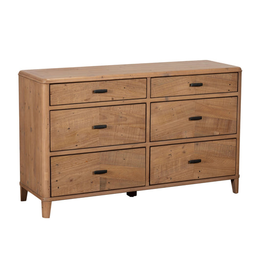 Rustic Chevron 6 Drawer Wide Chest - Pieces For Places