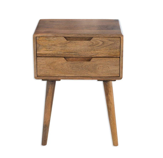 Sharif Mango Wood 2 Drawer Side Table - Pieces For Places
