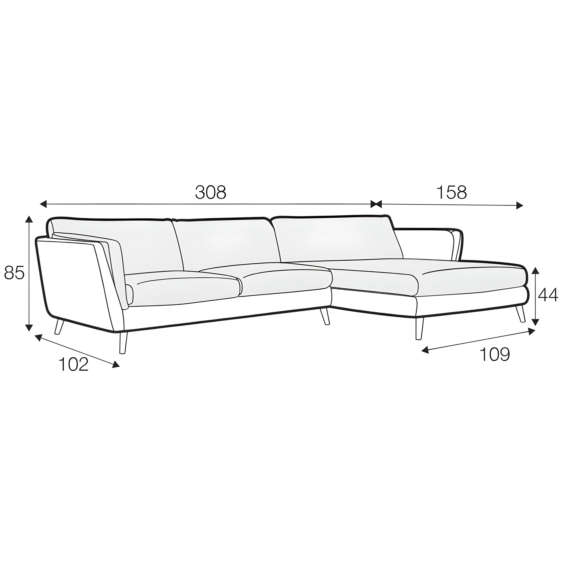 Nova - 4 Seater Chaise - Set 2 - Pieces For Places