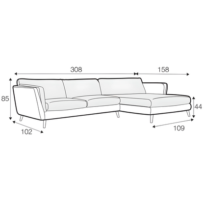 Nova - 4 Seater Chaise - Set 2 - Pieces For Places