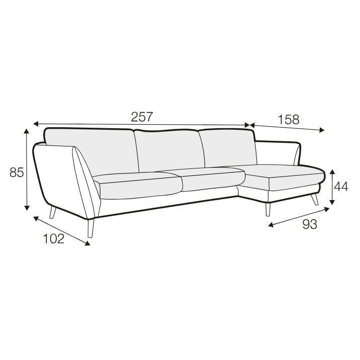 Stella - 3 Seater Set 1 Chaise - Pieces For Places