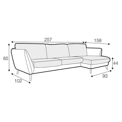 Stella - 3 Seater Set 1 Chaise - Pieces For Places