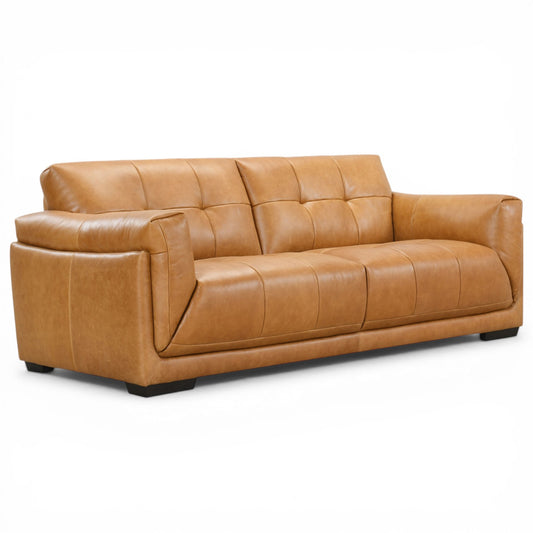Theo Tan Leather - 3 Seater Sofa