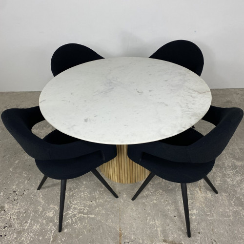 Marble & Mango Round Dining Table 