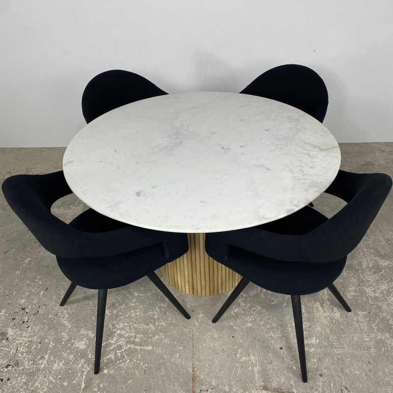 Marble & Mango Round Dining Table 