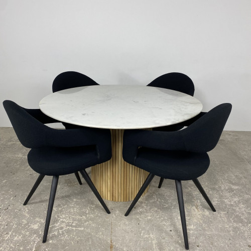 Marble & Mango Round Dining Table 