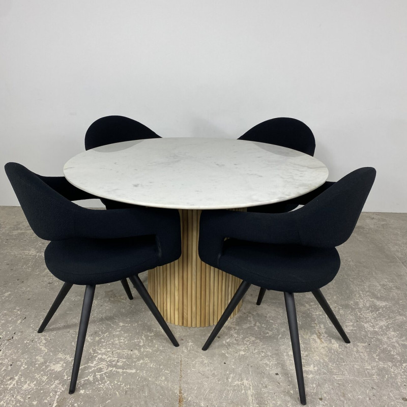 Marble & Mango Round Dining Table 