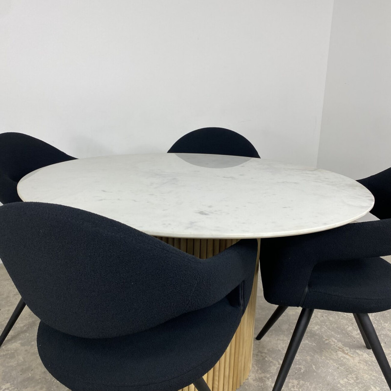 Marble & Mango Round Dining Table 