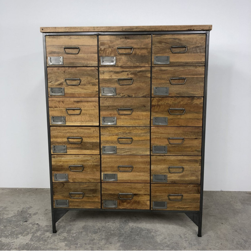 Wood Industrial 18 Drawer Multi Unit Wood Industrial 18 Drawer Multi Unit