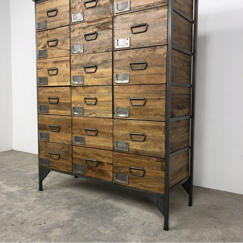 Wood Industrial 18 Drawer Multi Unit Wood Industrial 18 Drawer Multi Unit