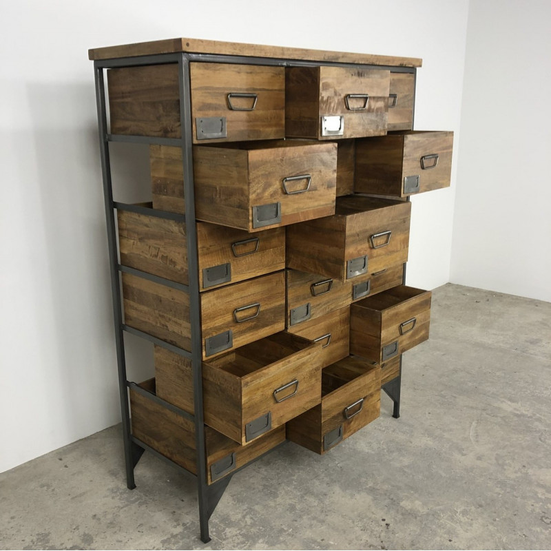 Wood Industrial 18 Drawer Multi Unit Wood Industrial 18 Drawer Multi Unit