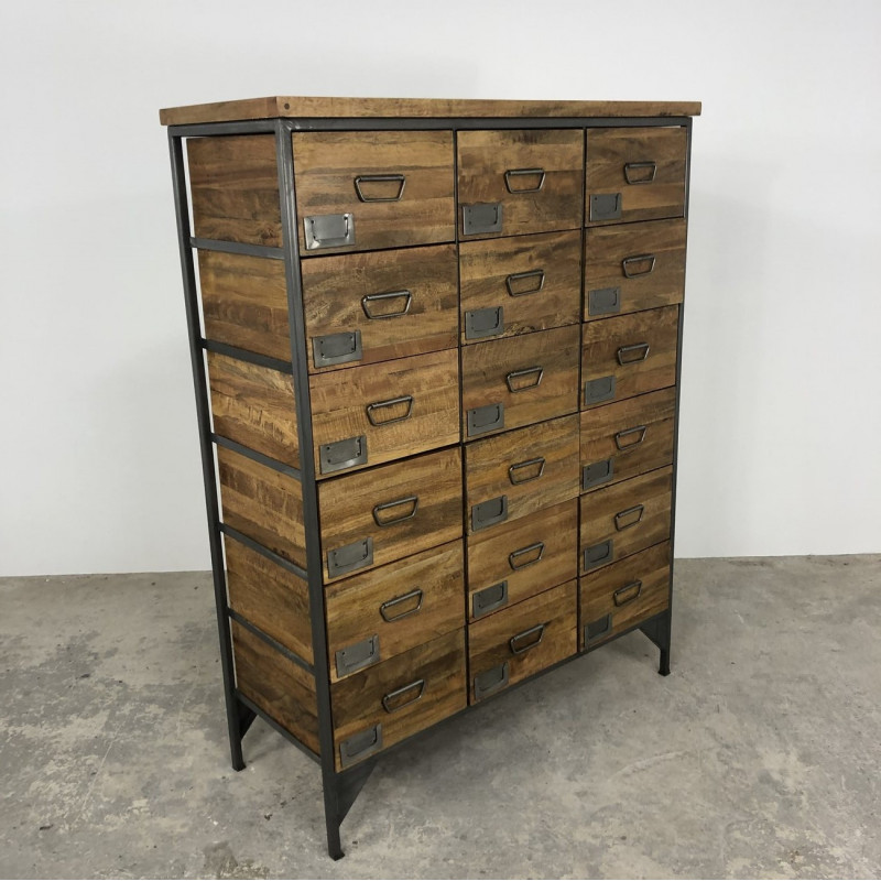 Wood Industrial 18 Drawer Multi Unit Wood Industrial 18 Drawer Multi Unit