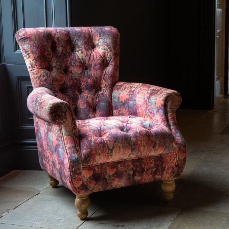 Abbey Armchair Patterned Pink Velvet Abbey Armchair Patterned Pink Velvet