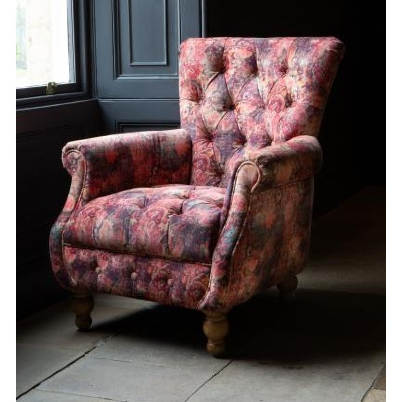 Abbey Armchair Patterned Pink Velvet Abbey Armchair Patterned Pink Velvet