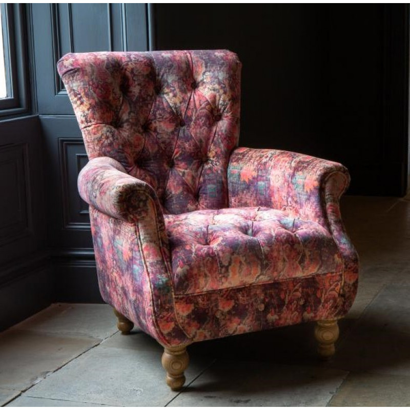 Abbey Armchair Patterned Pink Velvet Abbey Armchair Patterned Pink Velvet