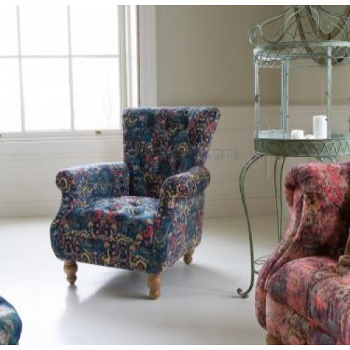 Abbey Armchair Patterned Blue Velvet Abbey Armchair Patterned Blue Velvet