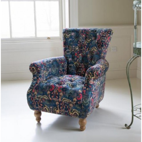 Abbey Armchair Patterned Blue Velvet Abbey Armchair Patterned Blue Velvet