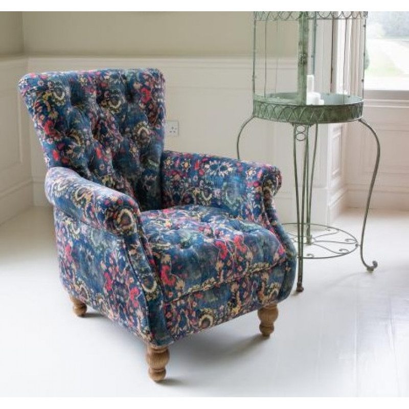 Abbey Armchair Patterned Blue Velvet Abbey Armchair Patterned Blue Velvet