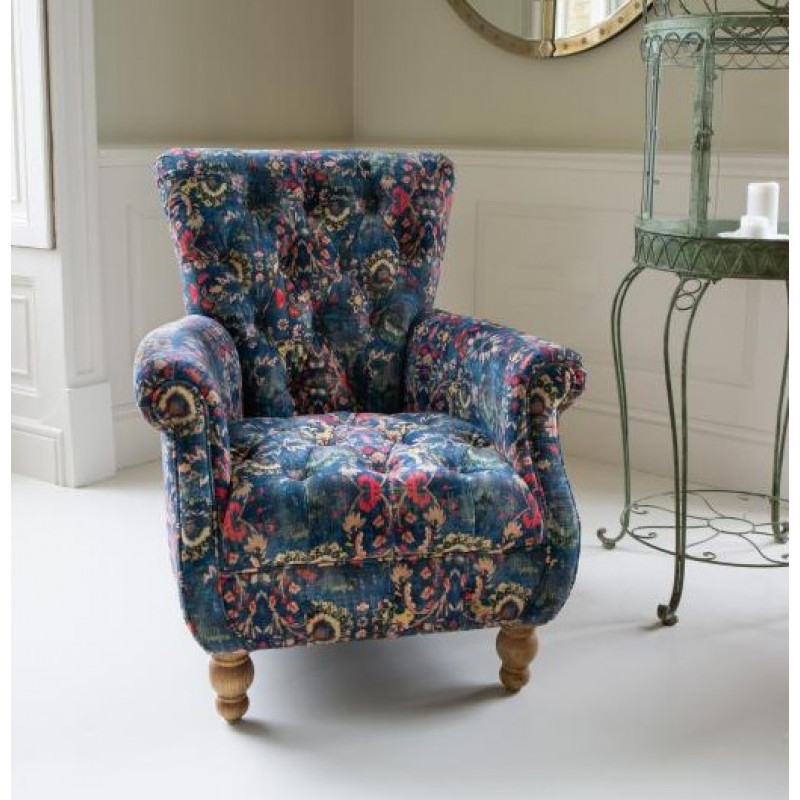 Abbey Armchair Patterned Blue Velvet Abbey Armchair Patterned Blue Velvet