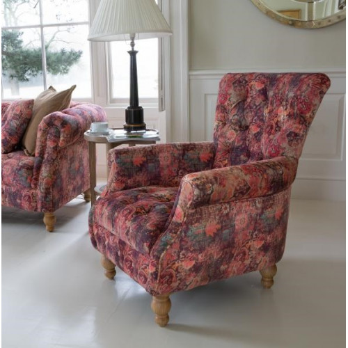 Abbey Armchair Patterned Pink Velvet Abbey Armchair Patterned Pink Velvet